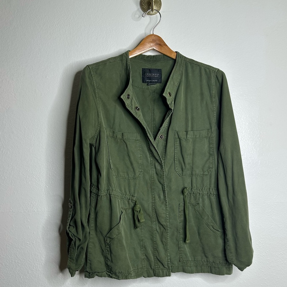Sanctuary 100% Lyocell Lightweight Army Green Jacket Size Medium